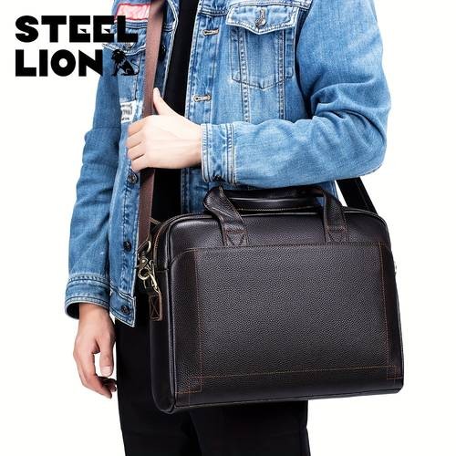 Mens Genuine Leather Laptop Briefcase  Lightweight, Stylish Business Computer Bag with Tablet/Notebook Pocket