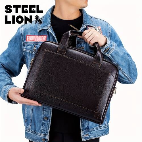 Mens Genuine Leather Laptop Briefcase  Lightweight, Stylish Business Computer Bag with Tablet/Notebook Pocket