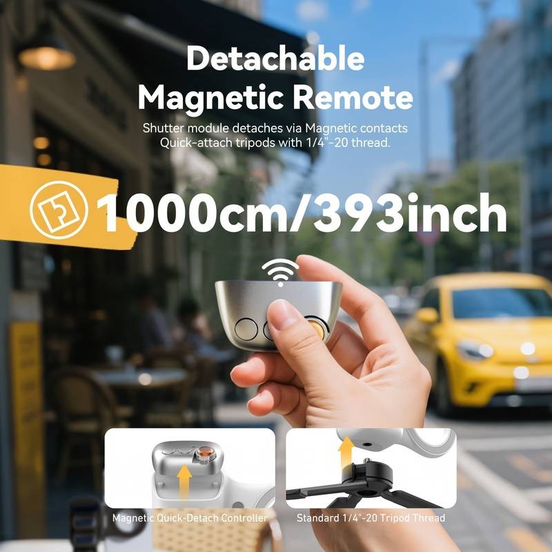 TELESIN Magnetic Shutter Handle for iPhone and Android  DSLR-Style Wireless Shutter with Removable Button and Ergonomic Grip