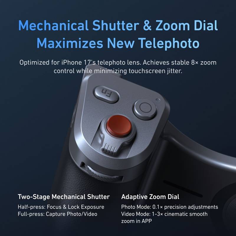 TELESIN Magnetic Phone Grip for iPhone 17 Pro/17 Pro Max  Wireless Charging, Graphene Cooling Case, and Remote Zoom for Photography & Vlogging