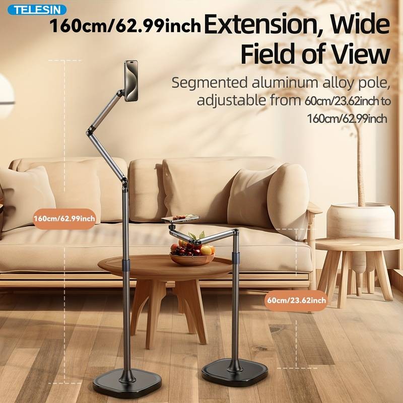 TELESIN Floor-Standing Magnetic Phone Bracket  360 Rotating Adjustable Stand for Vlogs, Video Calls, and Live Streaming