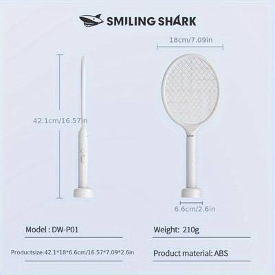 SMILING SHARK Electric Fly Swatter 3-in-1 Bug Zapper Racket with Purple Trap Lamp