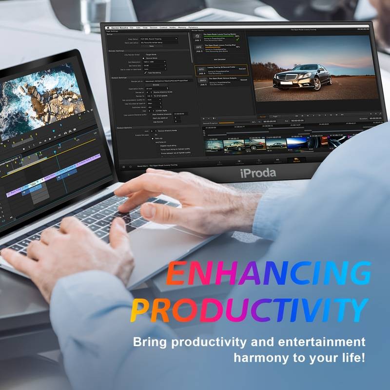 IPRODA 15.6 Inch Portable Monitor  FHD 1920x1080p IPS Gaming Monitor with Protective Case