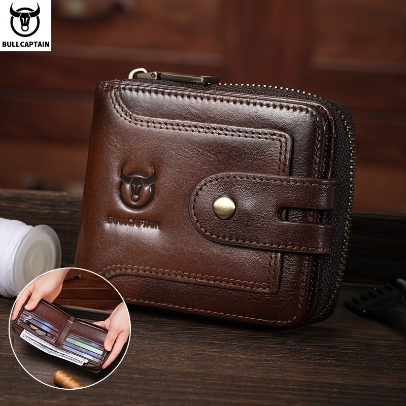 BULLCAPTAIN Men's Vintage Leather Wallet for Men