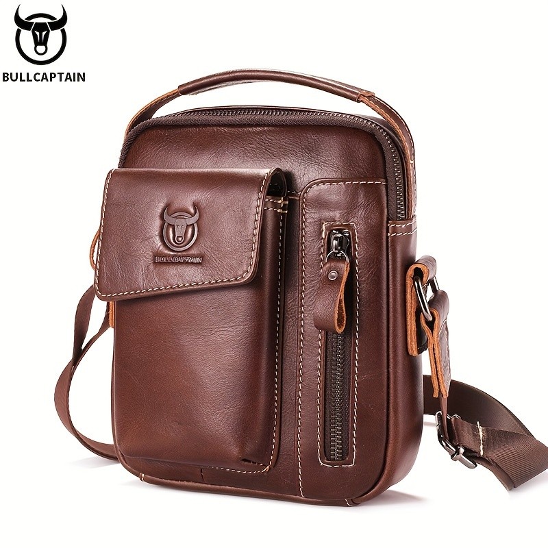 BULLCAPTAIN Men's Genuine Leather Backpack & Shoulder Bag