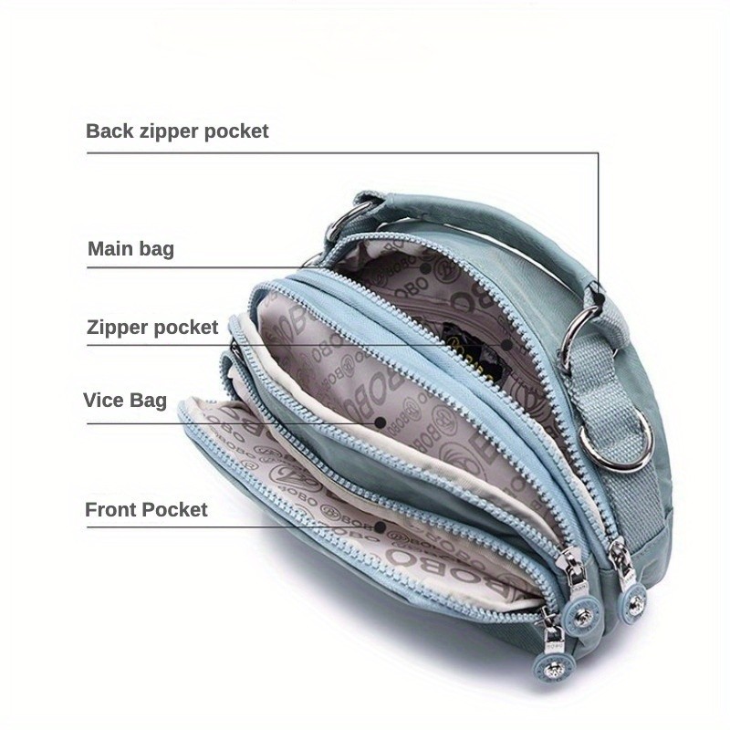 BO Multiple Pocket Nylon Crossbody Bag with Lucky Star Pendant