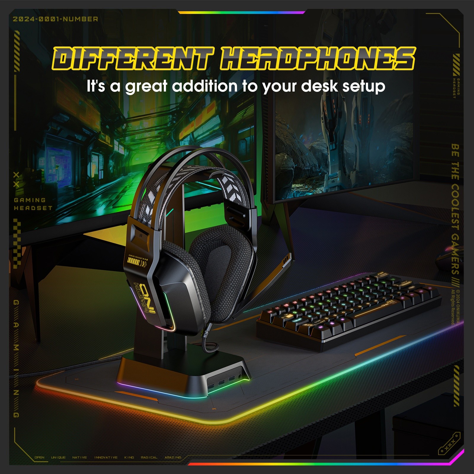 ONIKUMA Gaming Headset Immersive Surround Sound with RGB Lighting & Noise-Cancelling Mic