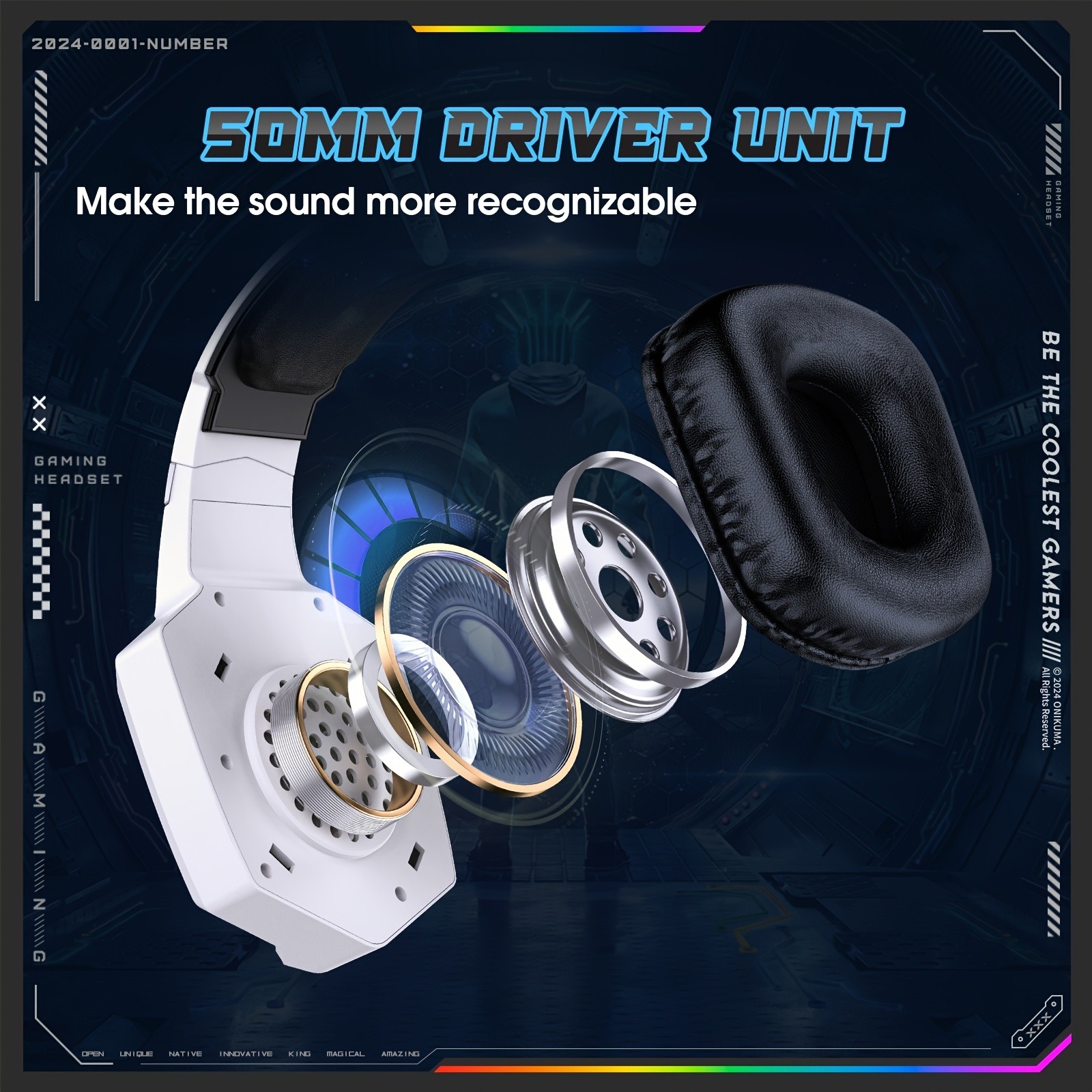 ONIKUMA Wireless 2.4G Gaming Headset  Seamless Connectivity with Long Battery Life and Lossless Audio