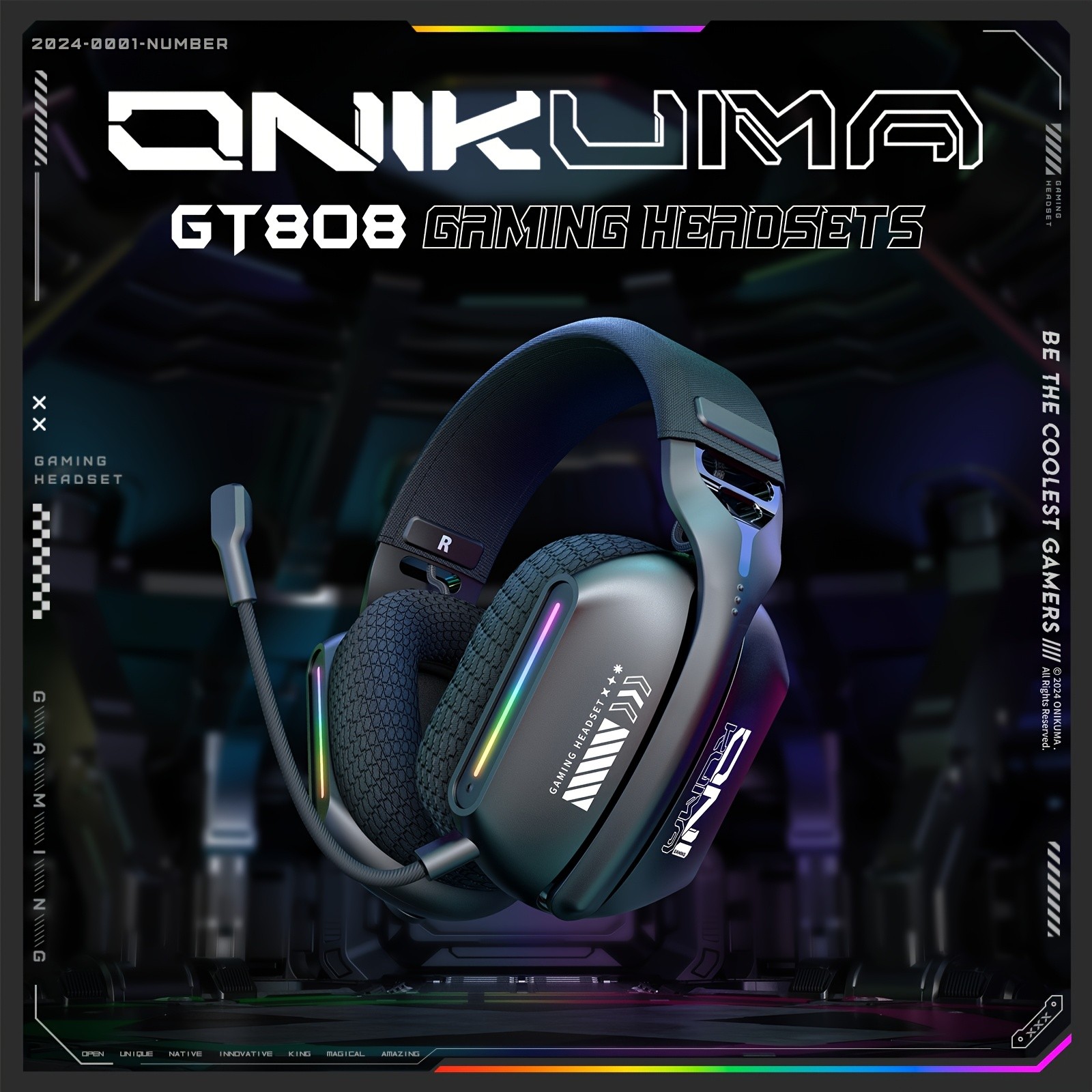 ONIKUMA GT808 Three Mode Wireless E-Sports Headset  Versatile Connectivity with Crystal Clear Sound