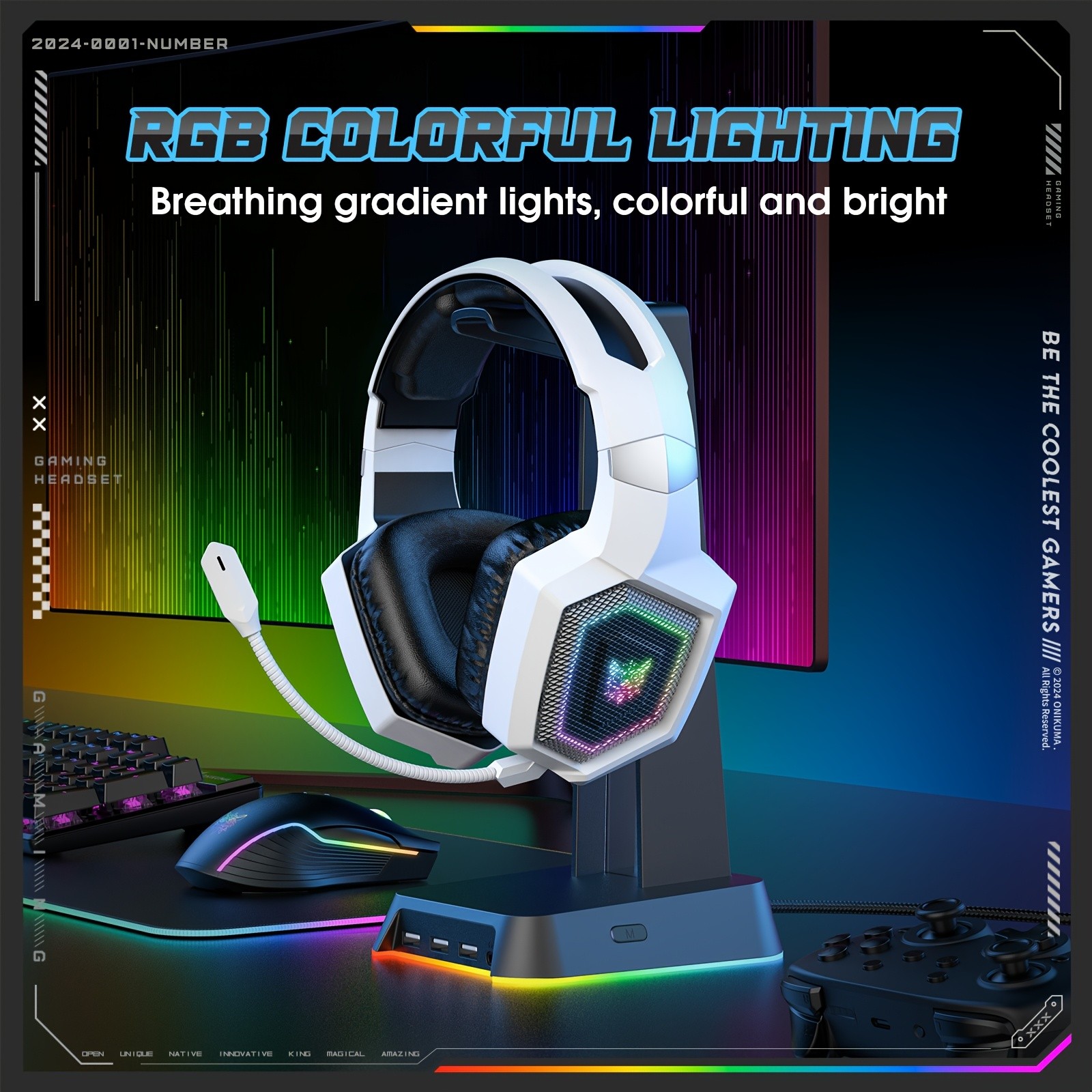 ONIKUMA Wireless Gaming Headset  Noise-Canceling Mic, Crystal-Clear Sound, and Comfortable Design for Gamers