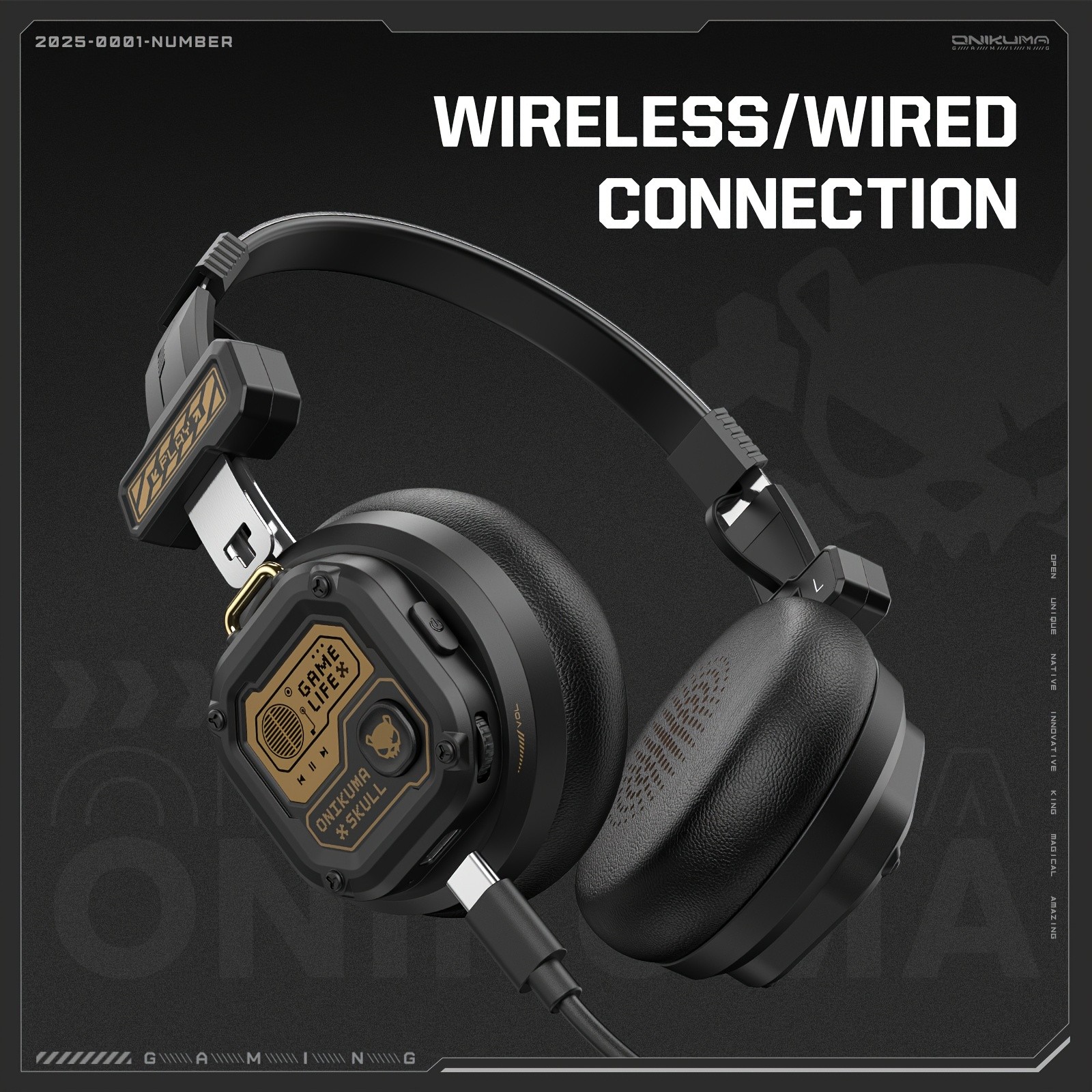 ONIKUMA Wireless Retro Headphones  50+ Hours Playback, Stylish 80's/90's Design with Noise-Canceling Feature