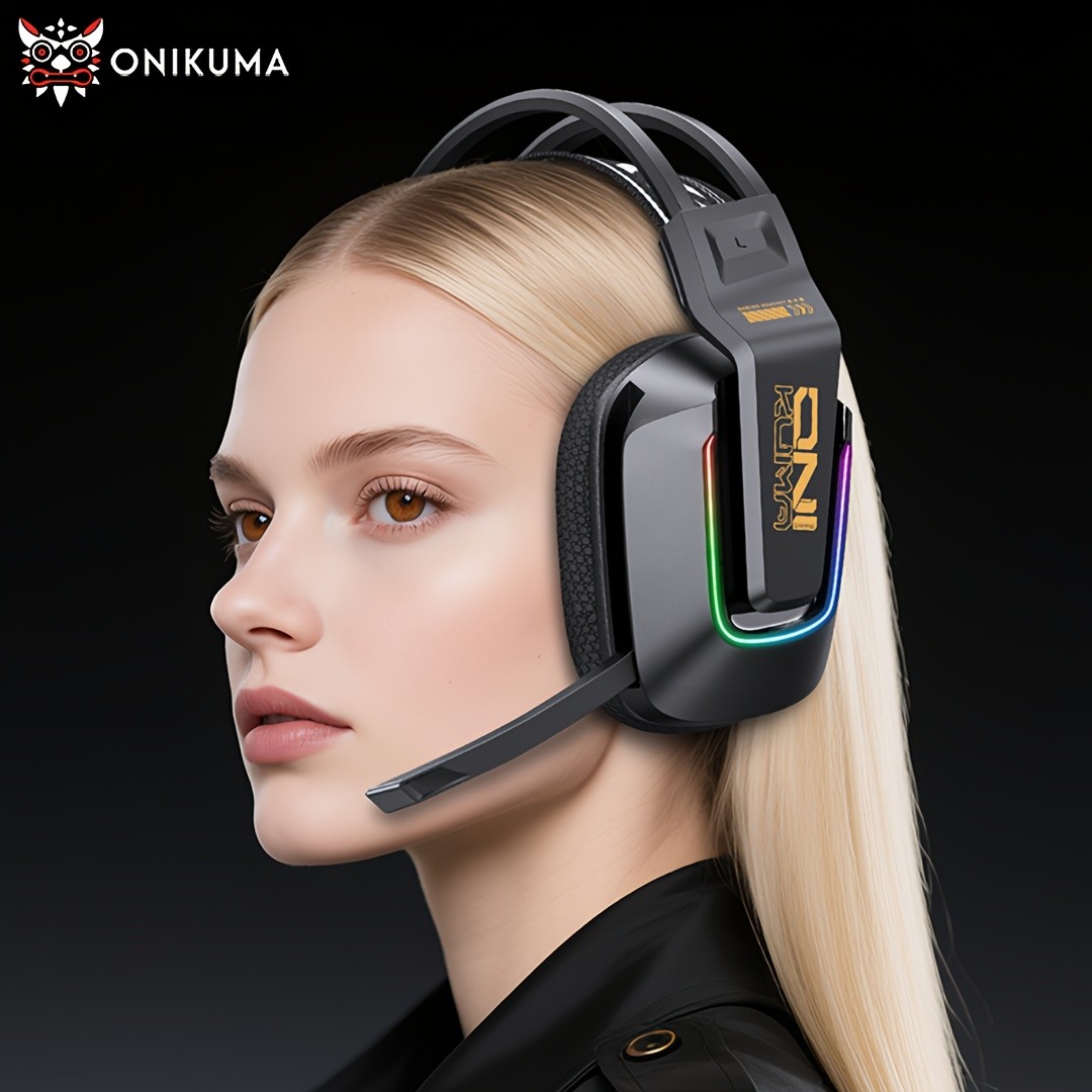 ONIKUMA Wireless Gaming Headset  7.1 Surround Sound, RGB Lighting, and Dual Wireless Connectivity