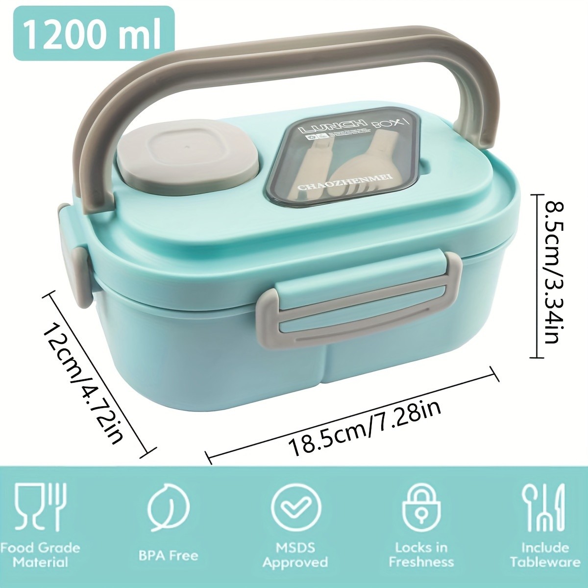 HEART LEAF Modern Bento Lunch Box with Cutlery Set