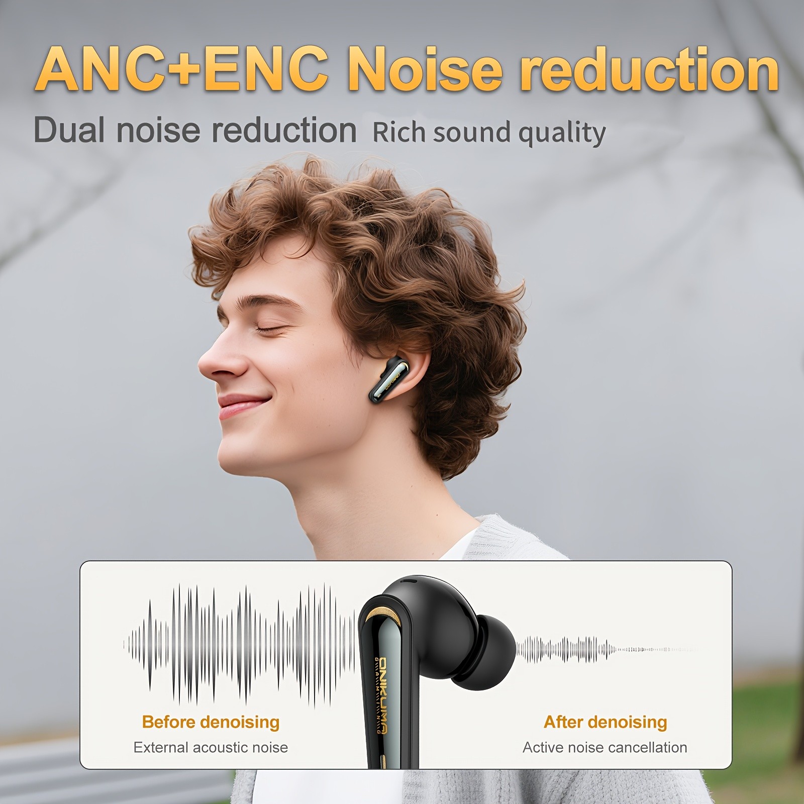 ONIKUMA Next Generation Wireless Earbuds  Dual-Connection, ANC & ENC Noise Cancellation, Bass Stereo Sound