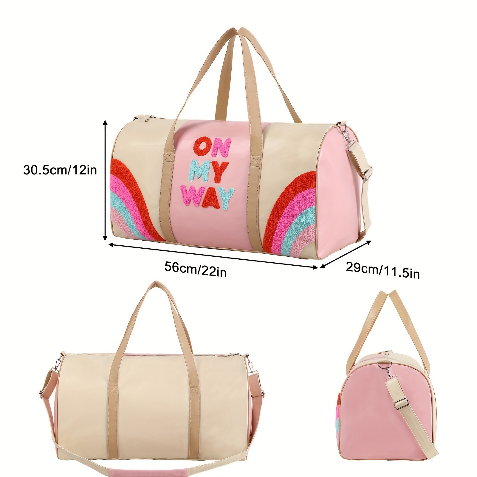 DANCURKEY Large Embroidery Capacity Travel Bag with Shoulder Strap