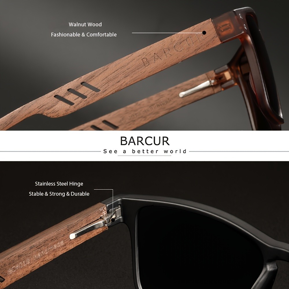 BARCUR Original Natural Wooden Sunglasses for Men & Women