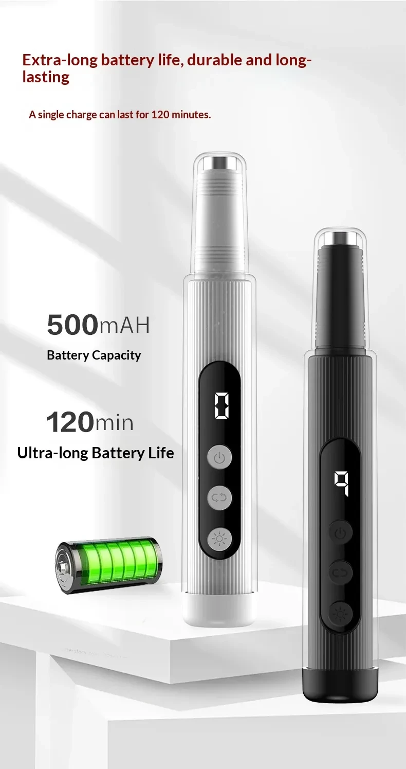 2-in-1 Electric Nail Grinder With LED Light Handheld Rechargeable Manicure Polishing Machine