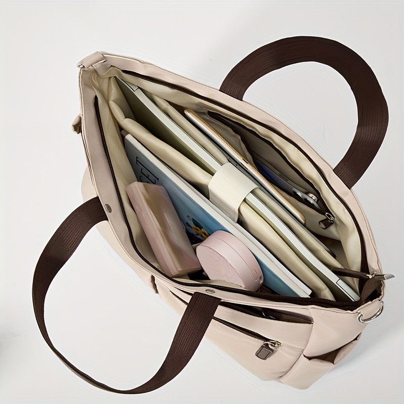 OGEHUAFEE Lightweight Nylon Laptop Bag for Men & Women  Adjustable Shoulder Strap, Multiple Pockets, Ideal for Travel & Daily Use