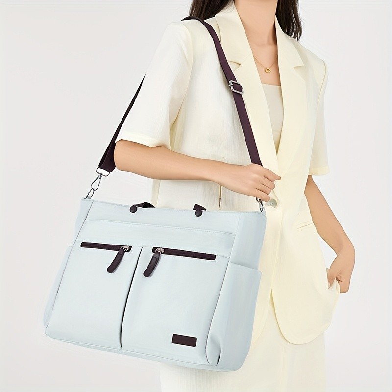 OGEHUAFEE Lightweight Nylon Laptop Bag for Men & Women  Adjustable Shoulder Strap, Multiple Pockets, Ideal for Travel & Daily Use