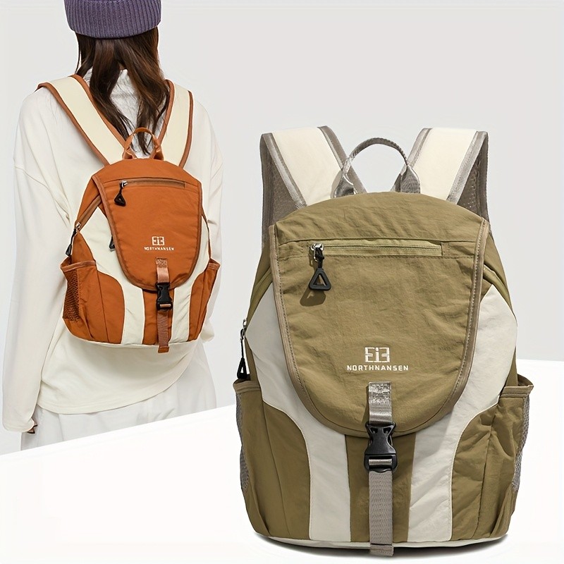 OGEHUAFEE Womens Lightweight Foldable Backpack  Casual Color Block Design, Adjustable Straps, Ideal for Travel & Shopping