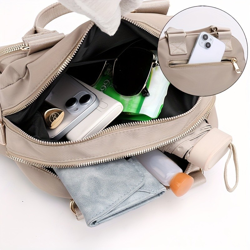 OGEHUAFEE Large Capacity Nylon Bag  Lightweight Travel Shoulder & Handbag with Removable Strap, Zipper Closure, Adjustable Straps, Casual Style