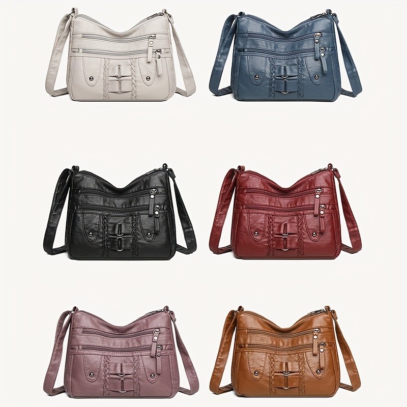 OGEHUAFEE PU Fashionable Womens Bag  Lightweight Crossbody & Shoulder Bag with Multi-Pockets, Double-Layer Main Bag