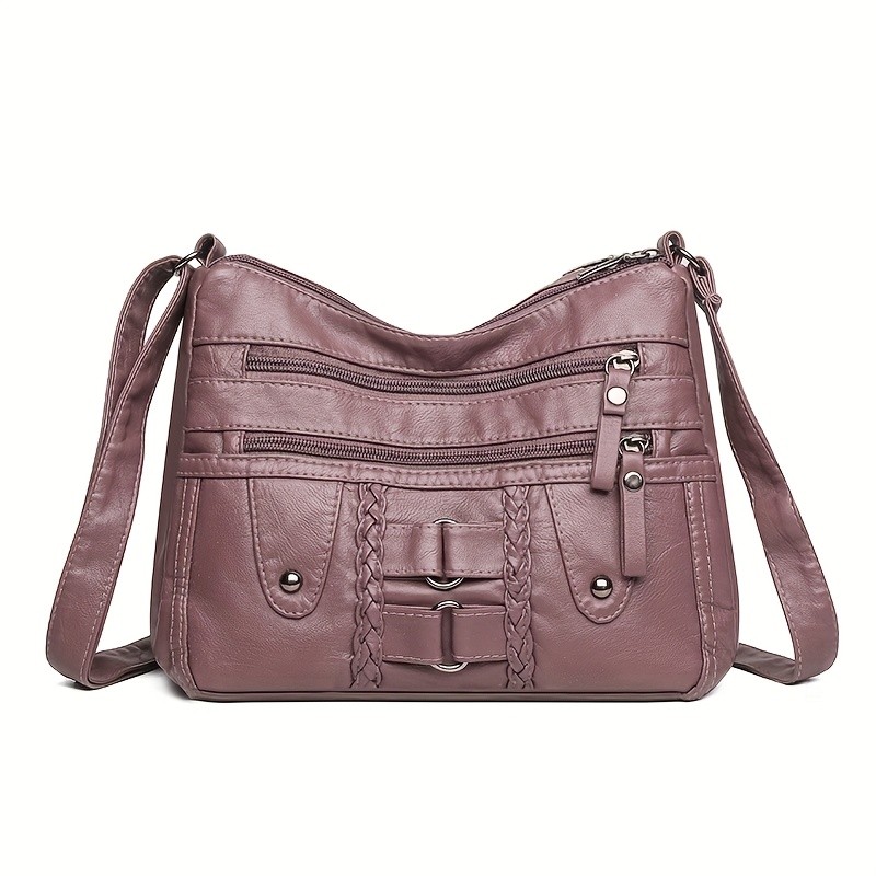 OGEHUAFEE PU Fashionable Womens Bag  Lightweight Crossbody & Shoulder Bag with Multi-Pockets, Double-Layer Main Bag