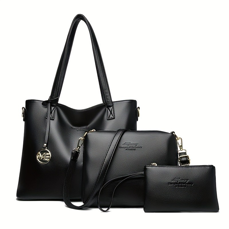OGEHUAFEE High Quality Three-Piece Womens Handbag Set  Large Capacity PU Handbag, Ideal for Shopping, Parties, and Travel