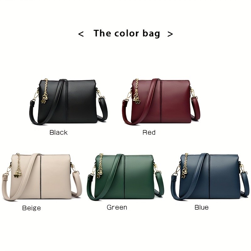 OGEHUAFEE Womens PU Small Square Crossbody Bag  3-Tier Detachable Strap, Tassel Charm, Zipper Closure