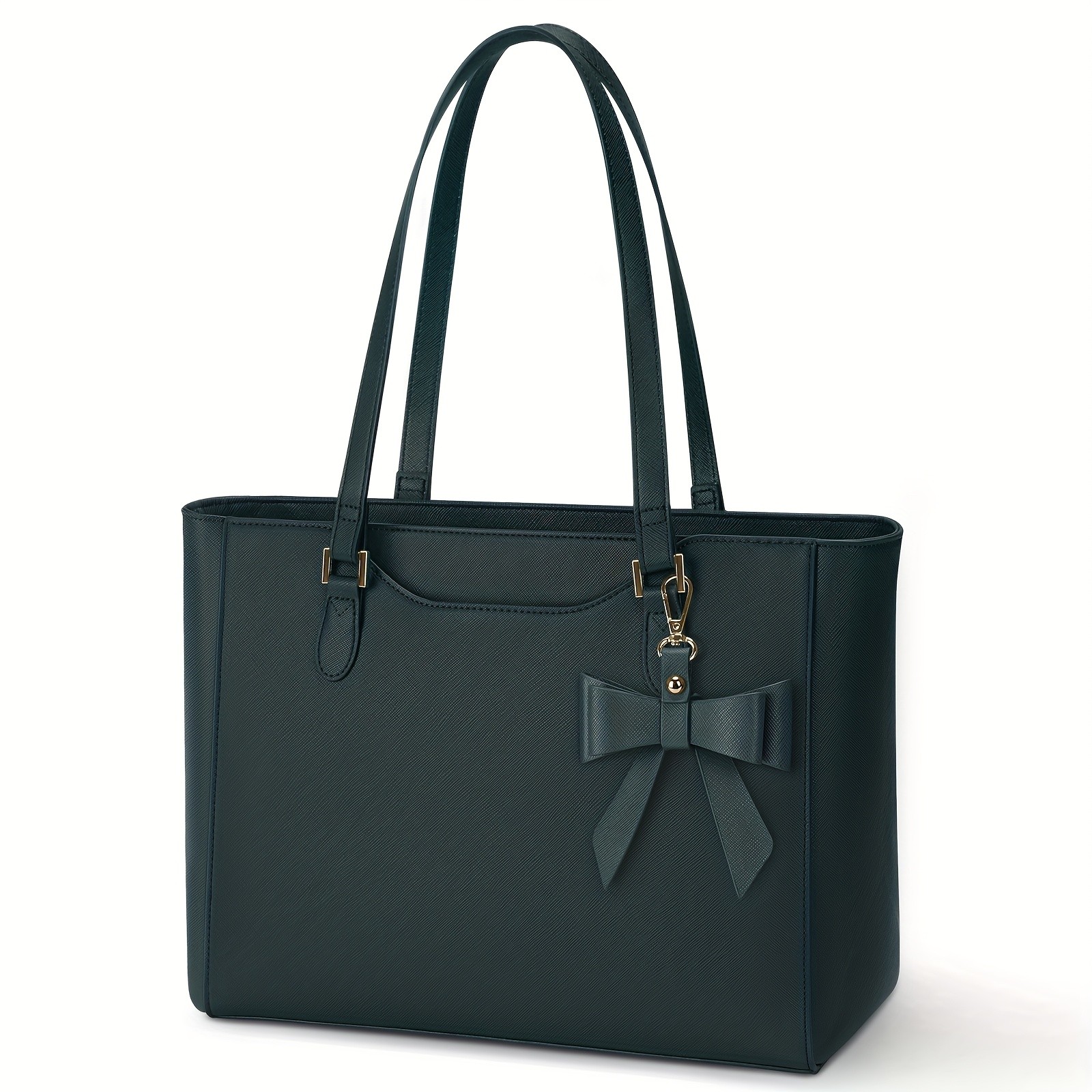 KTMOUW Laptop Bags for Women  Large Capacity Tote Bag, Job Hunting, A4 Support, Self-Supporting Design, Formal Shoulder Bag with Bow Tie