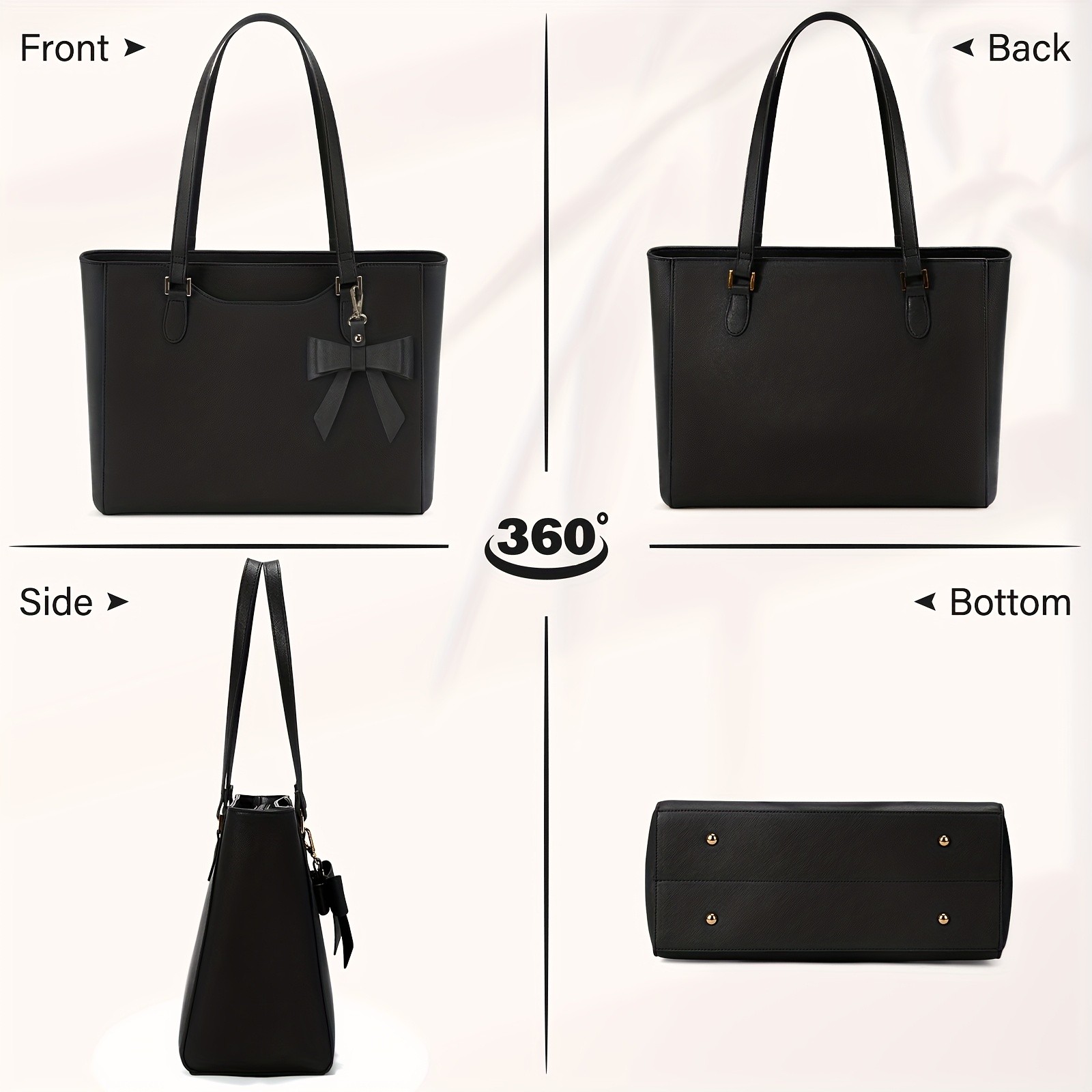 KTMOUW Womens Handbag  Large Capacity PU Leather Tote Bag, Zippered Shoulder Bag for School, Work, Travel, and Shopping