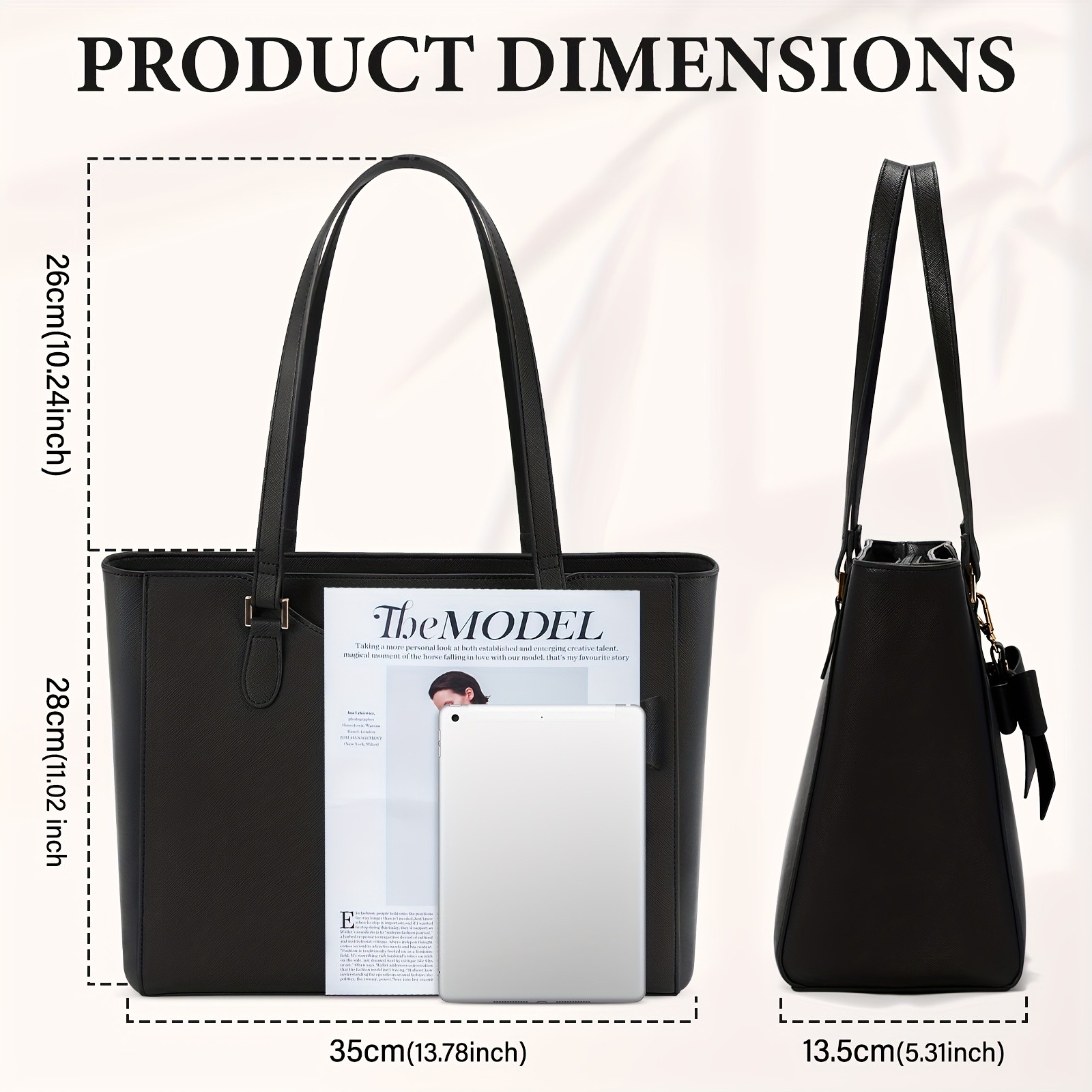 KTMOUW Womens Handbag  Large Capacity PU Leather Tote Bag, Zippered Shoulder Bag for School, Work, Travel, and Shopping