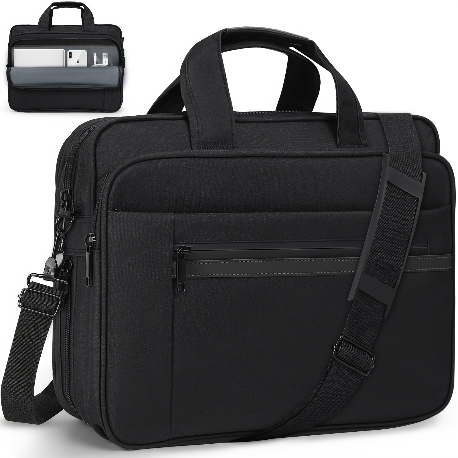 KTMOUW Laptop Briefcase for 15.6-inch Devices  Expandable Messenger Bag, Multiple Compartments, TSA-Compliant Design, Ideal for Business & Travel