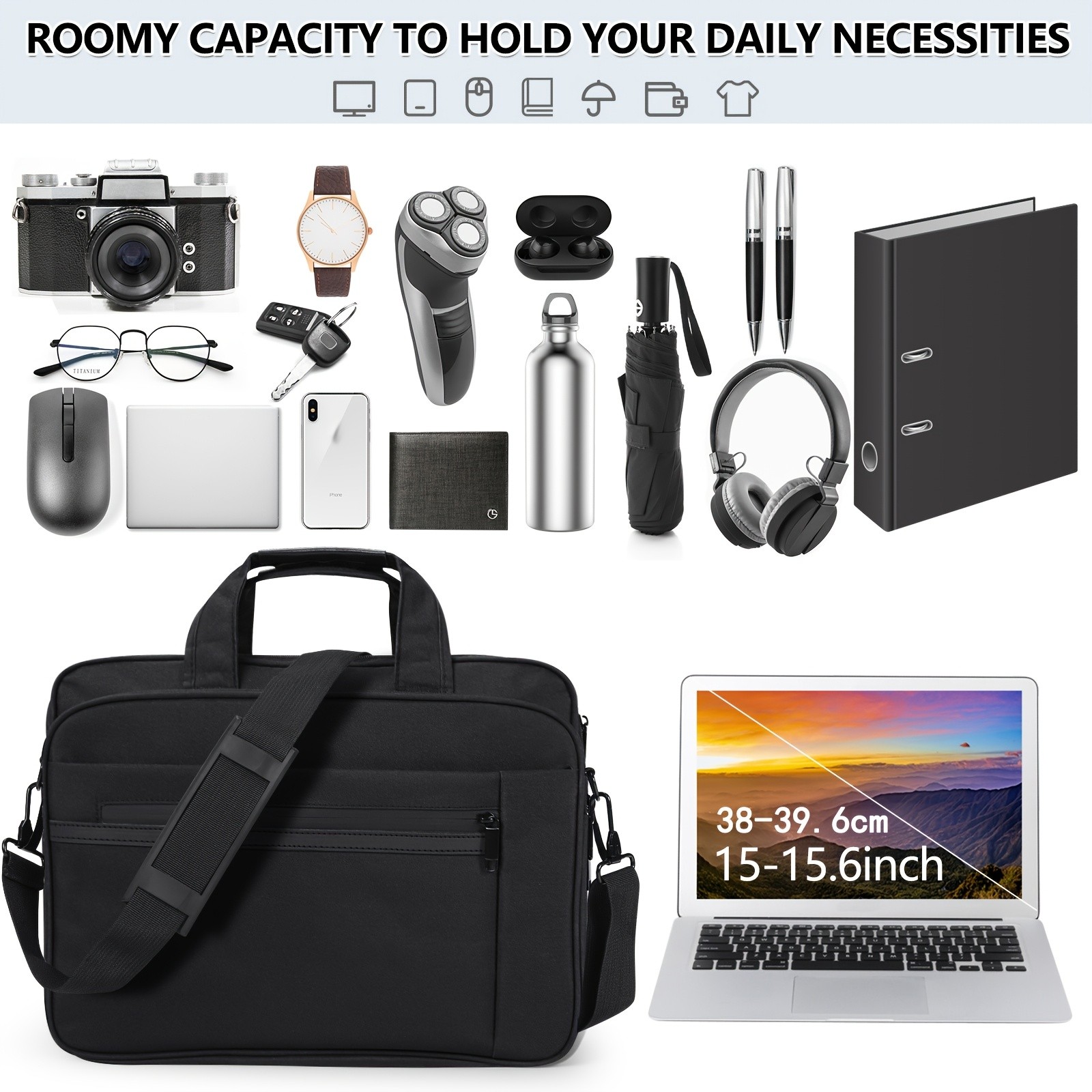 KTMOUW Laptop Briefcase for 15.6-inch Devices  Expandable Messenger Bag, Multiple Compartments, TSA-Compliant Design, Ideal for Business & Travel