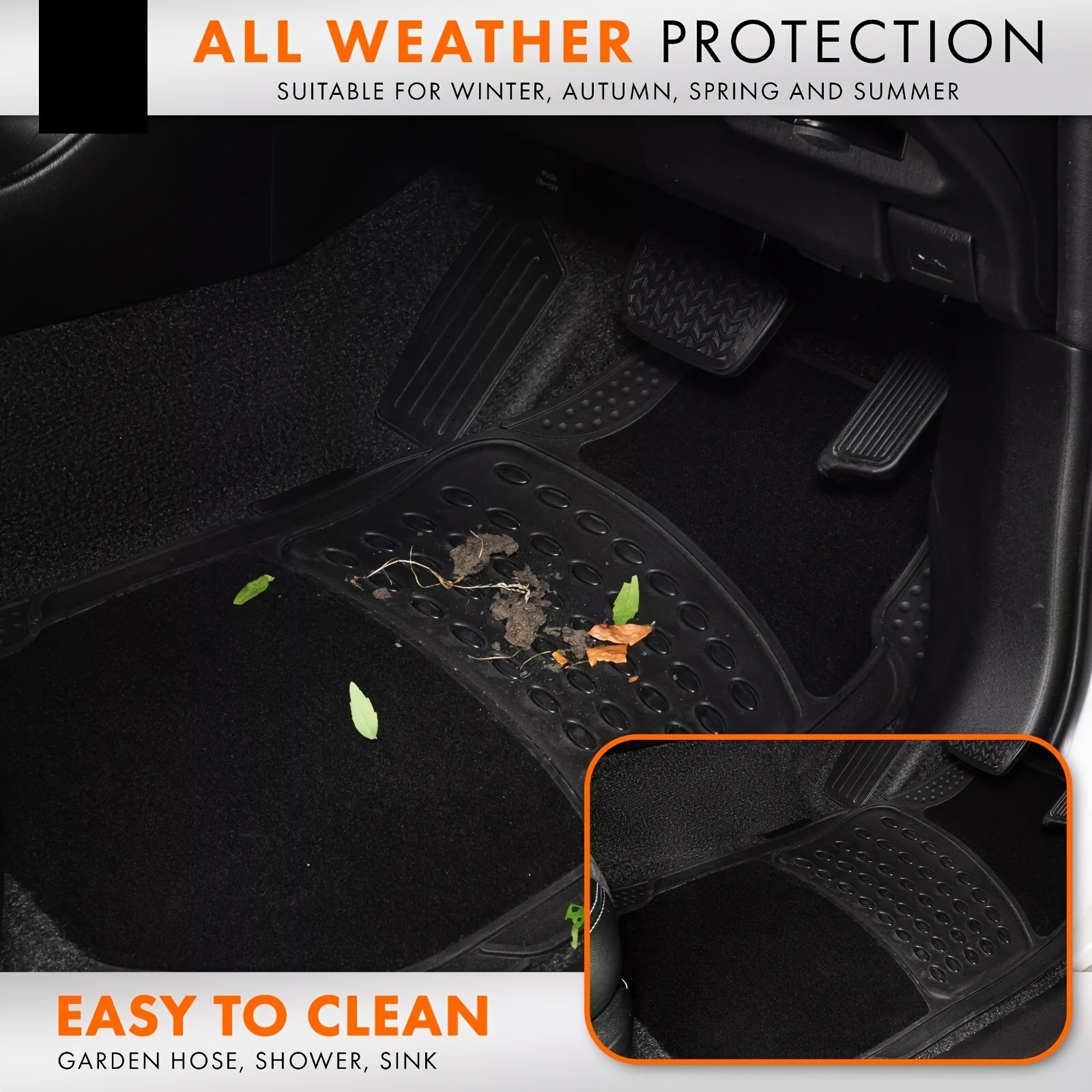 KTMOUW Universal Car Floor Mats  Waterproof & Durable Rubber Mats for Cars, SUVs, Trucks, and Vans
