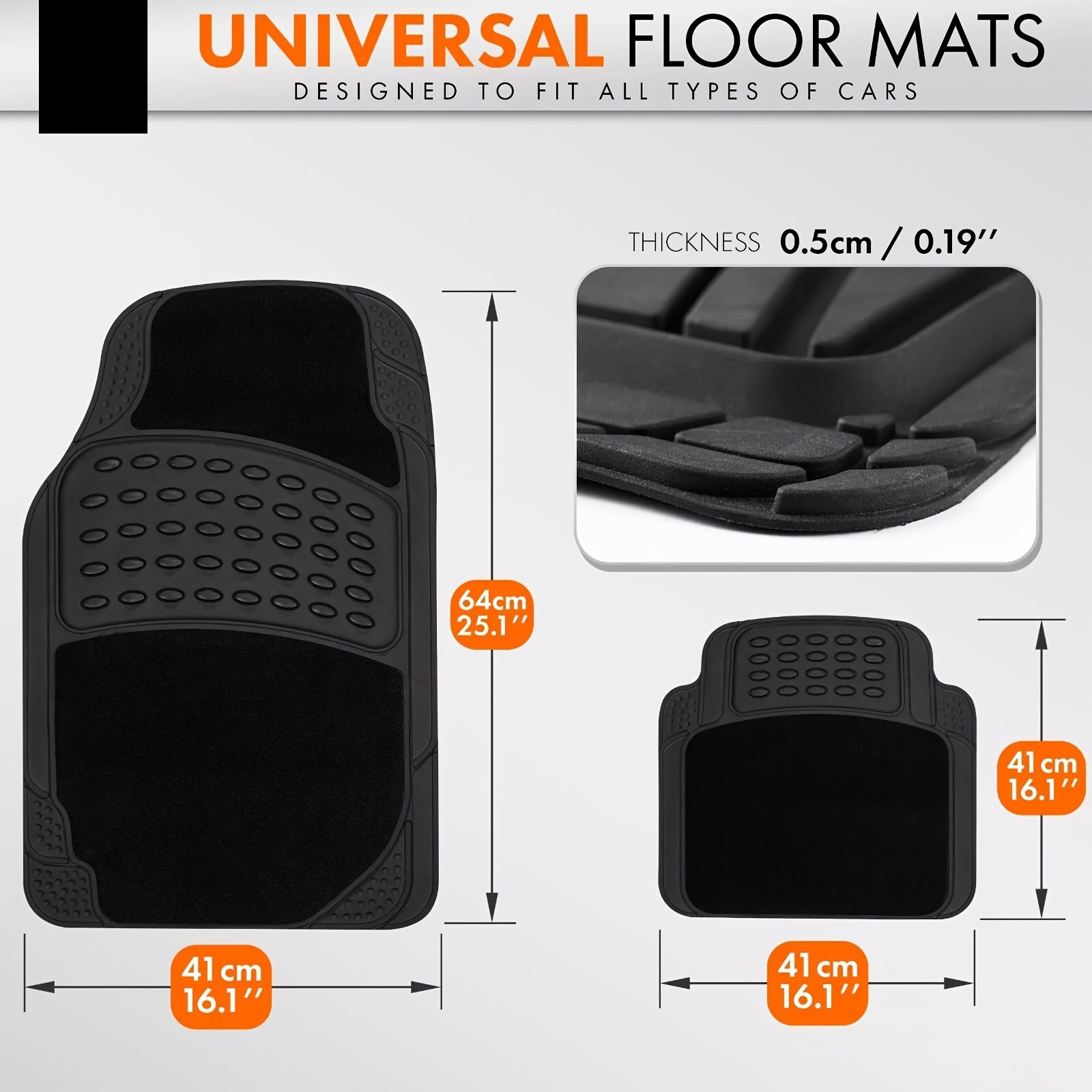 KTMOUW Universal Car Floor Mats  Waterproof & Durable Rubber Mats for Cars, SUVs, Trucks, and Vans