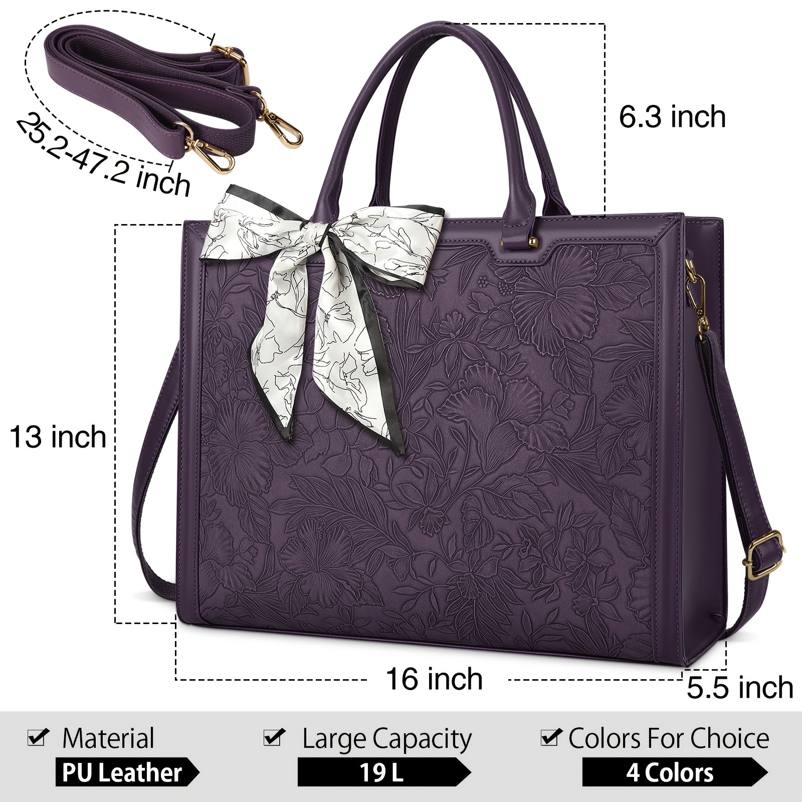 KTMOUW Laptop Bag for Women  39.62 cm Tote, PU Computer Business Briefcase, Large Capacity Shoulder Handbag