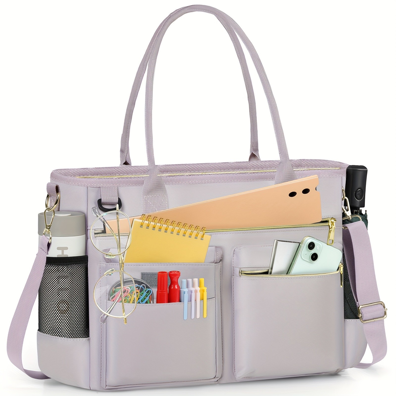 KTMOUW Laptop Bag for Women  Stylish Dark Green Tote, Adjustable Strap, Zipper Closure, Ideal for Teachers & Professionals