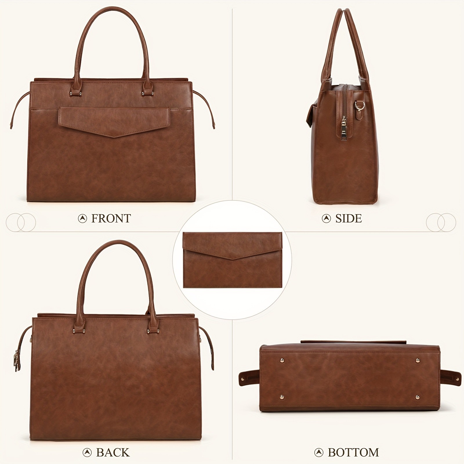 KTMOUW Laptop Bag for Women  39.62 cm PU Leather Tote Bag 2pcs Set  Professional Work Bag with Clutch Purse, Large Office Computer Bag, Teacher Bag