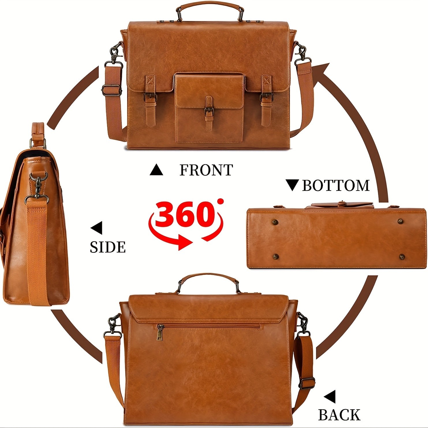 KTMOUW Mens Retro Brown Faux Leather Laptop Backpack  39.62cm Laptop Bag, Adjustable Strap, Durable Zippers, Office & Travel Bag