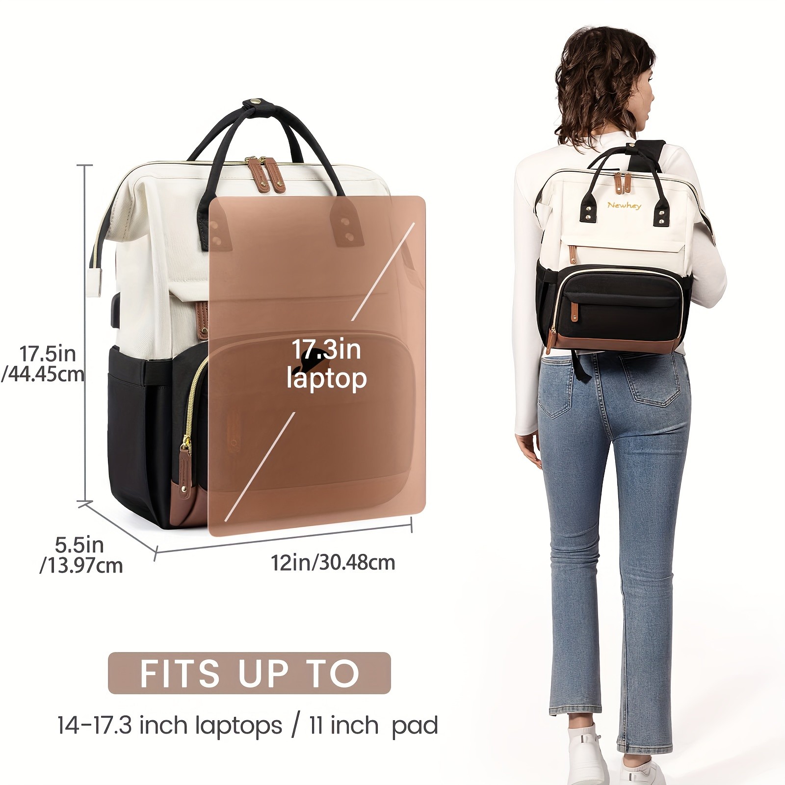 KTMOUW Womens 39.62cm Laptop Backpack  Large Capacity, TSA-Approved, Business & Casual Travel Bag with Multiple Compartments