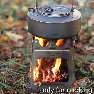 Tiartisan Pure Titanium Stainless Steel Camping Chains Design Fire Pit  Ultra-Lightweight Foldable Charcoal BBQ Grill