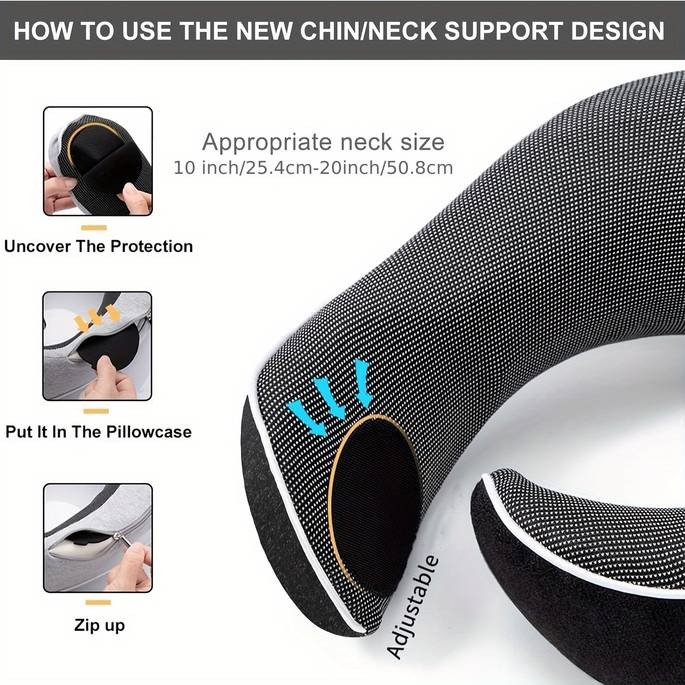 ITECHJOY Ergonomic Neck Support Pillow  Soft Contour Polyurethane Foam Travel Pillow for Airplane, Car, Office, and Home