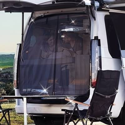 ITECHJOY Rear Wing Mosquito Net for Travel Cars  Magnetic Sunshade Ventilation Screen for RVs (170.0x150.01cm)