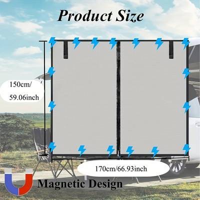 ITECHJOY Rear Wing Mosquito Net for Travel Cars  Magnetic Sunshade Ventilation Screen for RVs (170.0x150.01cm)