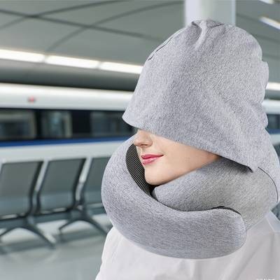 ITECHJOY U-Shaped Neck Pillow with Hood  Ergonomic Support for Naps, Travel, and Office Use