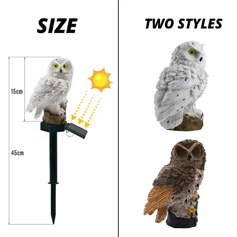 Led Solar Power Outdoor Garden Waterproof Owl Stake