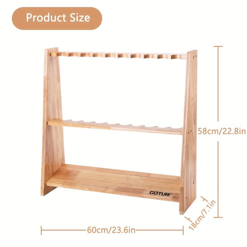Goture 1pc Wooden 10-Hole Fishing Rod Holder with Sponge Clamp Design Durable Storage Solution for Your Fishing Gear