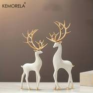 KEMORELA Deer Figurine Decorations  Elegant Resin Reindeer Figurine for Festive and Holiday Home Decor