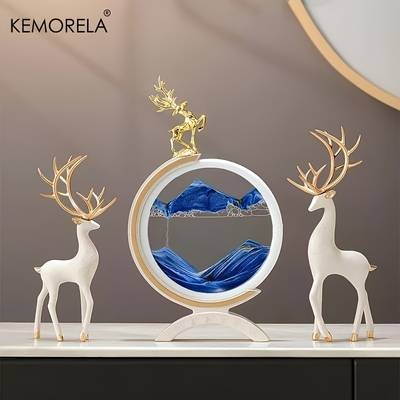 KEMORELA Deer Figurine Decorations  Elegant Resin Reindeer Figurine for Festive and Holiday Home Decor
